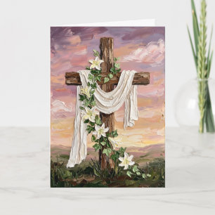 Cartes Pour Fêtes Annuelles Peinture à l'huile inspirante de lys blancs de cro