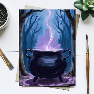 Cartes Pour Fêtes Annuelles Peinture aquarelle d'Halloween Chaudron de sorcièr