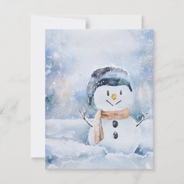 Cartes Pour Fêtes Annuelles Peinture aquarelle rétro Snowman (Devant)
