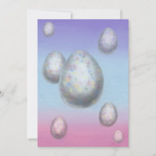 Cartes Pour Fêtes Annuelles peinture artistique sept oeufs de Pâques flottant