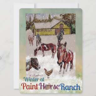 Cartes Pour Fêtes Annuelles Peinture cheval, palette d'artiste, hiver