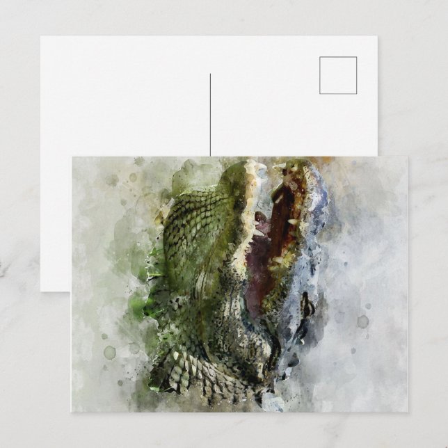 Cartes Pour Fêtes Annuelles Peinture d'alligator en Floride (Devant / Derrière)