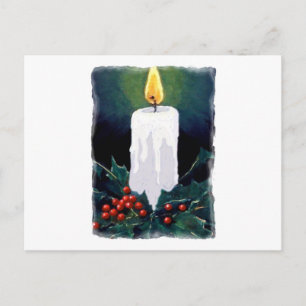 Cartes Pour Fêtes Annuelles Peinture de bougie et de Holly : Noël