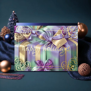 Cartes Pour Fêtes Annuelles Peinture de cadeaux de Noël lavande violet menthe