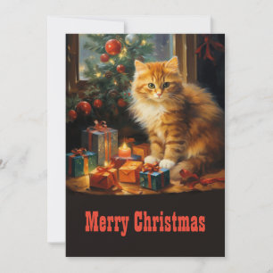 Cartes Pour Fêtes Annuelles Peinture de chat de Noël