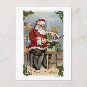 Cartes Pour Fêtes Annuelles Peinture de GreetingSanta de Noël