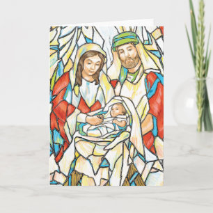 Cartes Pour Fêtes Annuelles Peinture de la nativité en verre tendu