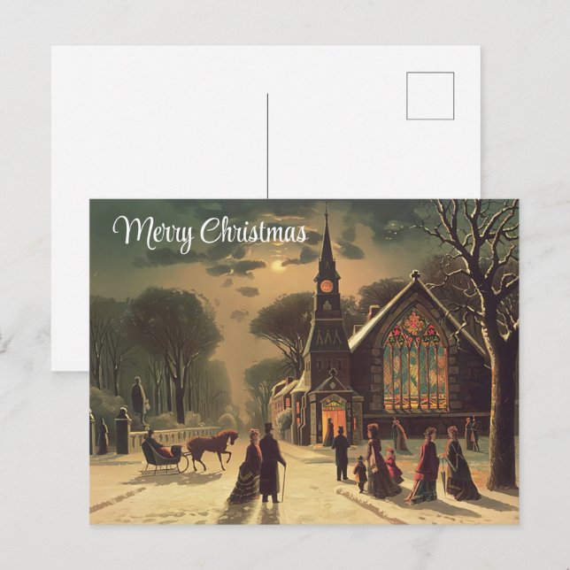 Cartes Pour Fêtes Annuelles Peinture de la veille de Noël | (Devant / Derrière)