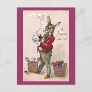Cartes Pour Fêtes Annuelles Peinture de lapin OEufs de Pâques Vintage