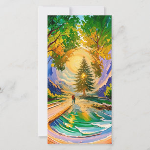 Cartes Pour Fêtes Annuelles Peinture de marche de la nature animée