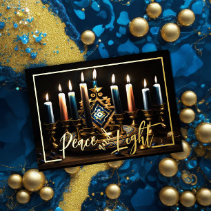 Cartes Pour Fêtes Annuelles Peinture de Menorah Paix et Lumière