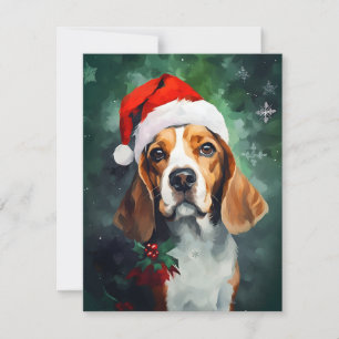 Cartes Pour Fêtes Annuelles peinture de Noël beagle