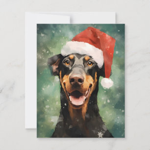 Cartes Pour Fêtes Annuelles Peinture de Noël Doberman
