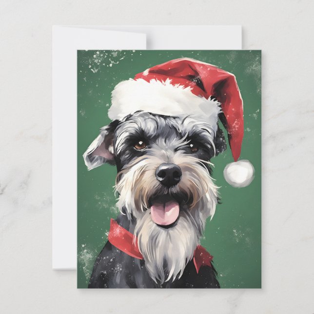 Cartes Pour Fêtes Annuelles Peinture de Noël Schnauzer miniature artwo (Devant)
