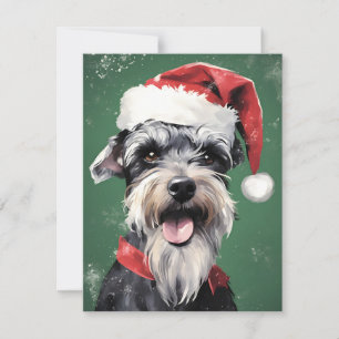 Cartes Pour Fêtes Annuelles Peinture de Noël Schnauzer miniature artwo
