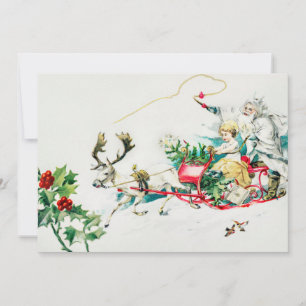 Cartes Pour Fêtes Annuelles Peinture de panier de cerf de Noël Vintage
