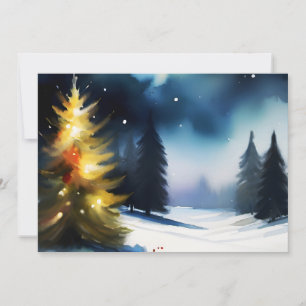 Cartes Pour Fêtes Annuelles Peinture de paysage d'hiver d'arbres enneigés