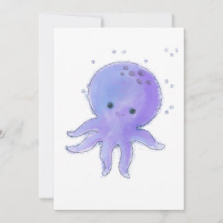 Cartes Pour Fêtes Annuelles Peinture de pieuvre violette mignonne