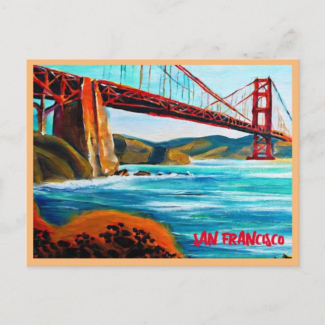 Cartes Pour Fêtes Annuelles Peinture de San Francisco Golden Gate Bridge (Devant)