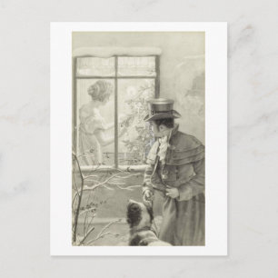 Cartes Pour Fêtes Annuelles Peinture de scène vintage de vacances avec une