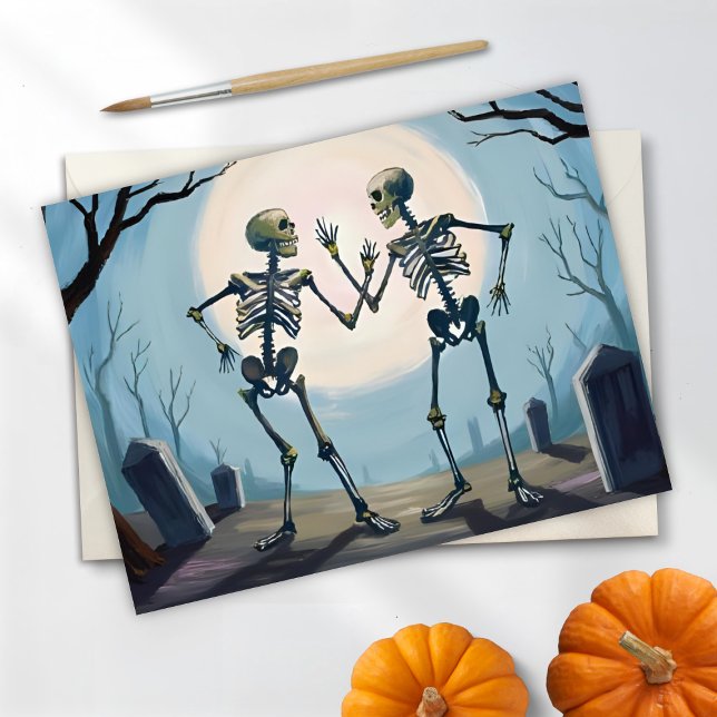 Cartes Pour Fêtes Annuelles Peinture de skeletons dansants Halloween (Créateur téléchargé)
