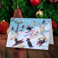 Peinture de ski de Labrador de Noël d'amusement