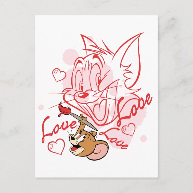Cartes Pour Fêtes Annuelles Peinture de Tom & Jerry pour la Saint-Valentin (Devant)