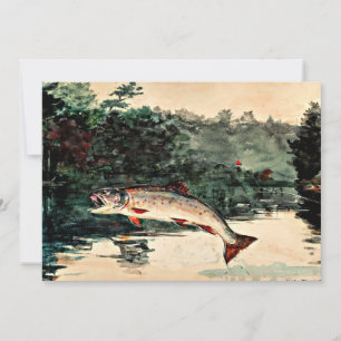 Cartes Pour Fêtes Annuelles Peinture de Winslow Homer, Truite bondissante,