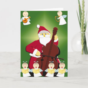 Cartes Pour Fêtes Annuelles Peinture du père noël jouant le violoncelle avec