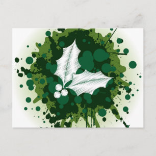 Cartes Pour Fêtes Annuelles Peinture éclaboussée Noël Holly Design
