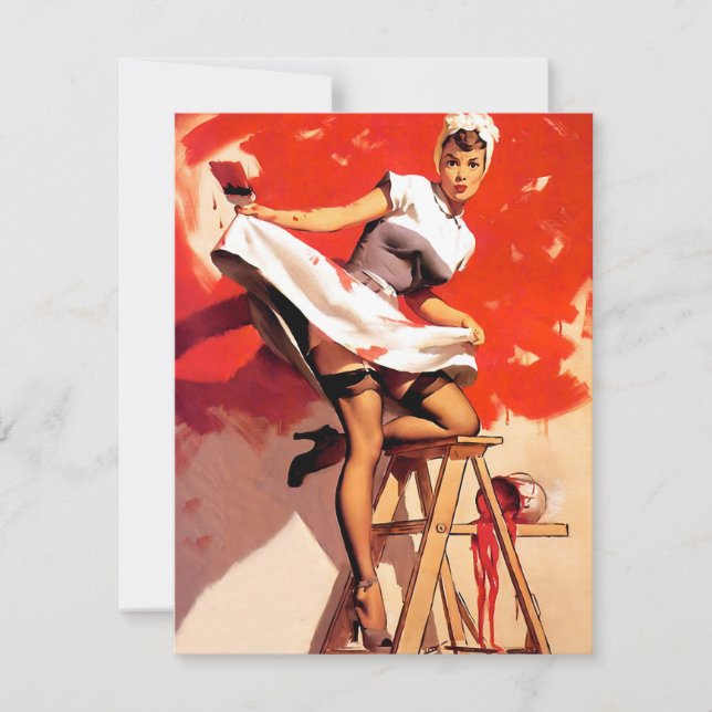 Cartes Pour Fêtes Annuelles Peinture Elvgren Rouge (Devant)