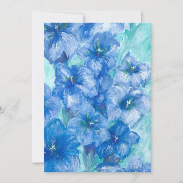 Cartes Pour Fêtes Annuelles Peinture Fleur sauvage Gentienne Bleue (Devant)