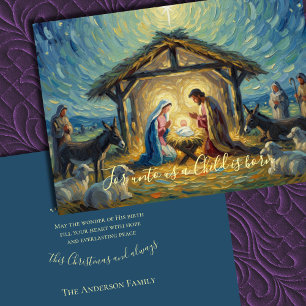 Cartes Pour Fêtes Annuelles Peinture impressionniste Scène de la Nativité