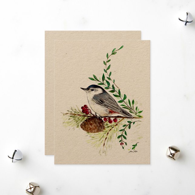 Cartes Pour Fêtes Annuelles Peinture Nuthatch (Holiday Nuthatch Painting from Jenn's Emporium. )