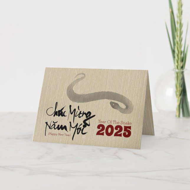 Cartes Pour Fêtes Annuelles Peinture originale 2 Serpent Nouvel An vietnamien  (Devant)