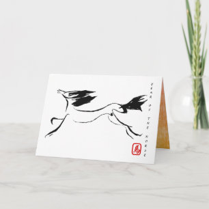 Cartes Pour Fêtes Annuelles Peinture originale Cheval chinois Anniversaire HGC