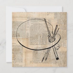 Cartes Pour Fêtes Annuelles Peinture & Palette de peinture Art Vintage