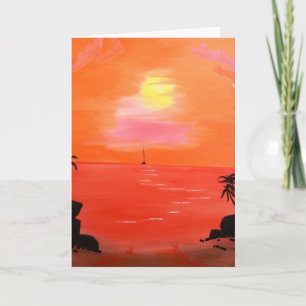 Cartes Pour Fêtes Annuelles Peinture Sky Sunset orange