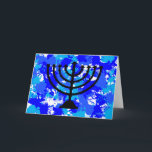 Cartes Pour Fêtes Annuelles Peinture Splatter bleu Menorah<br><div class="desc">Paint splatter bleu menorah carte de voeux.</div>