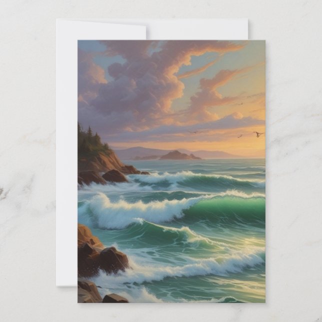 Cartes Pour Fêtes Annuelles Peinture sur la mer du coucher du soleil (Devant)