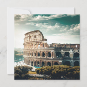 Cartes Pour Fêtes Annuelles Peinture vintage du Colisée à Rome, Italie