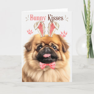 Cartes Pour Fêtes Annuelles Pekingese Chien dans Bunny Oreilles pour Pâques
