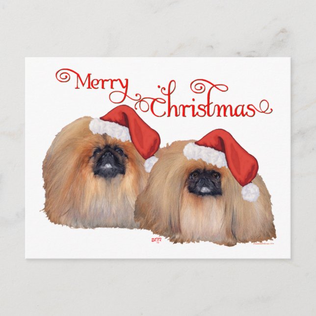 Cartes Pour Fêtes Annuelles Pekingese Joyeux Noël (Devant)
