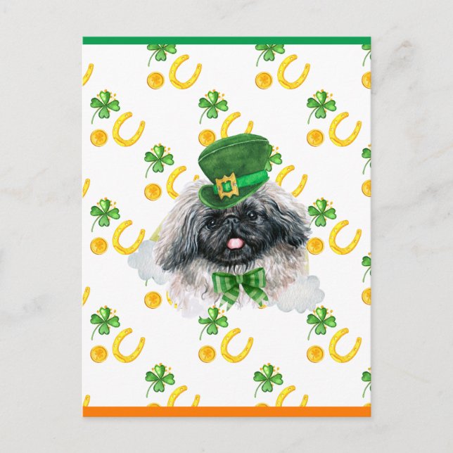 Cartes Pour Fêtes Annuelles Pekingese Shamrock Saint-Patricks Day (Devant)