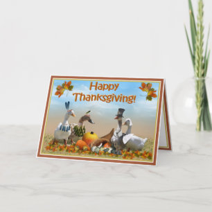 Cartes Pour Fêtes Annuelles Pèlerin de Thanksgiving et Canards indiens