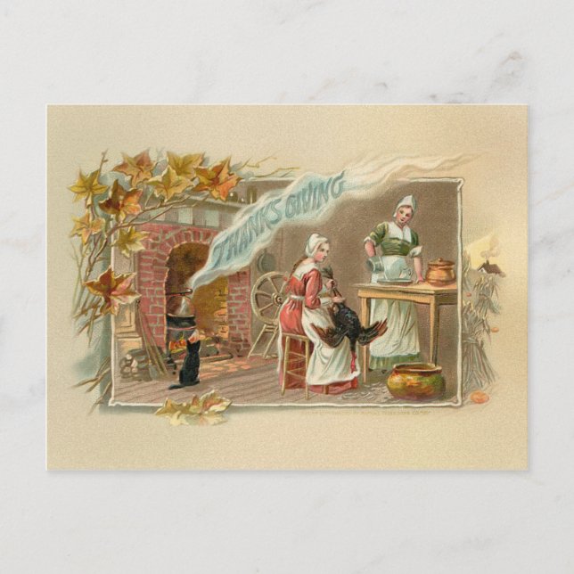Cartes Pour Fêtes Annuelles Pèlerin vintage Thanksgiving Heart (Devant)
