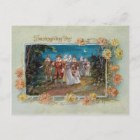 Pèlerins d'action de grâces vintages au clair de l