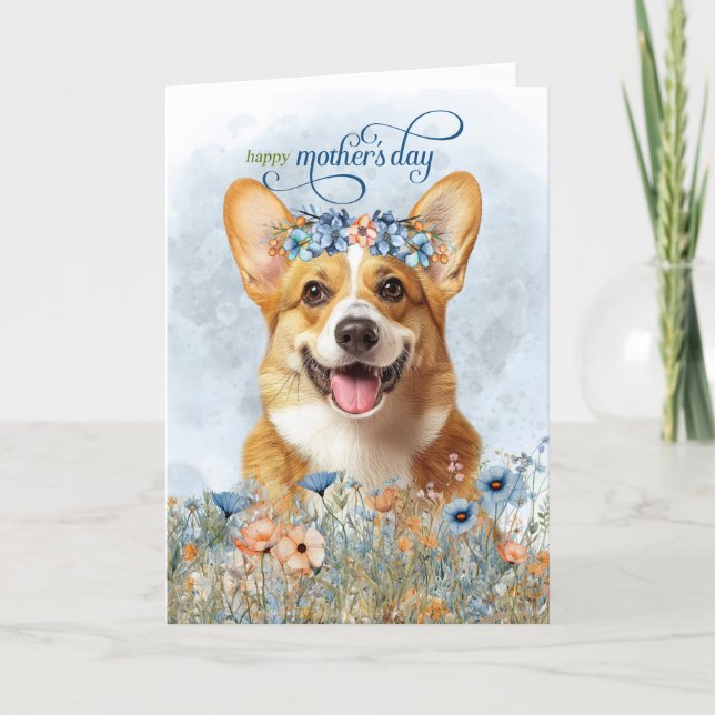 Cartes Pour Fêtes Annuelles Pembroke Welsh Corgi Dog Wildflowers Mother's Day (Devant)