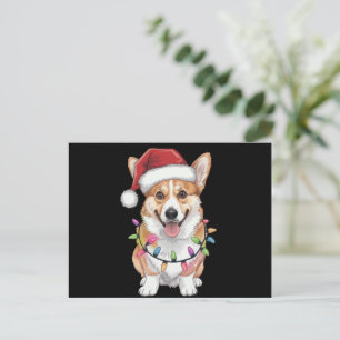 Cartes Pour Fêtes Annuelles Pembroke Welsh Corgi Père Noël Lumières des arbres