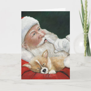 Cartes Pour Fêtes Annuelles Pembroke Welsh Corgi & Santa Greeting Card